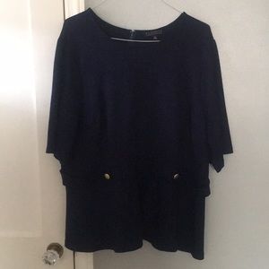 Eloquii Navy blue top with gold button detail